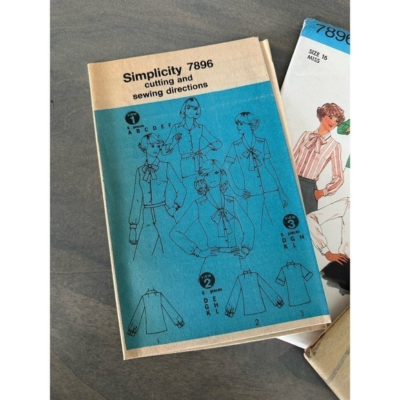 Simplicity Vintage Uncut Misses Blouses Size 16 Pattern No 7896 - Picture 6 of 7